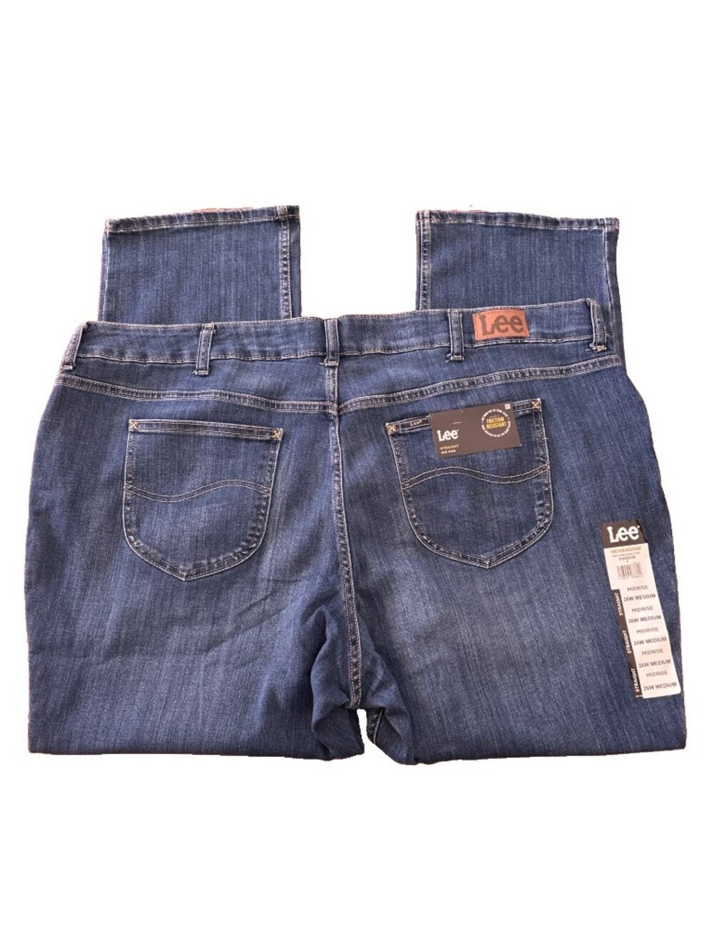 Lee Women’s Straight Mid Rise Jeans Size 26W Medium Blue Cotton Blend Denim